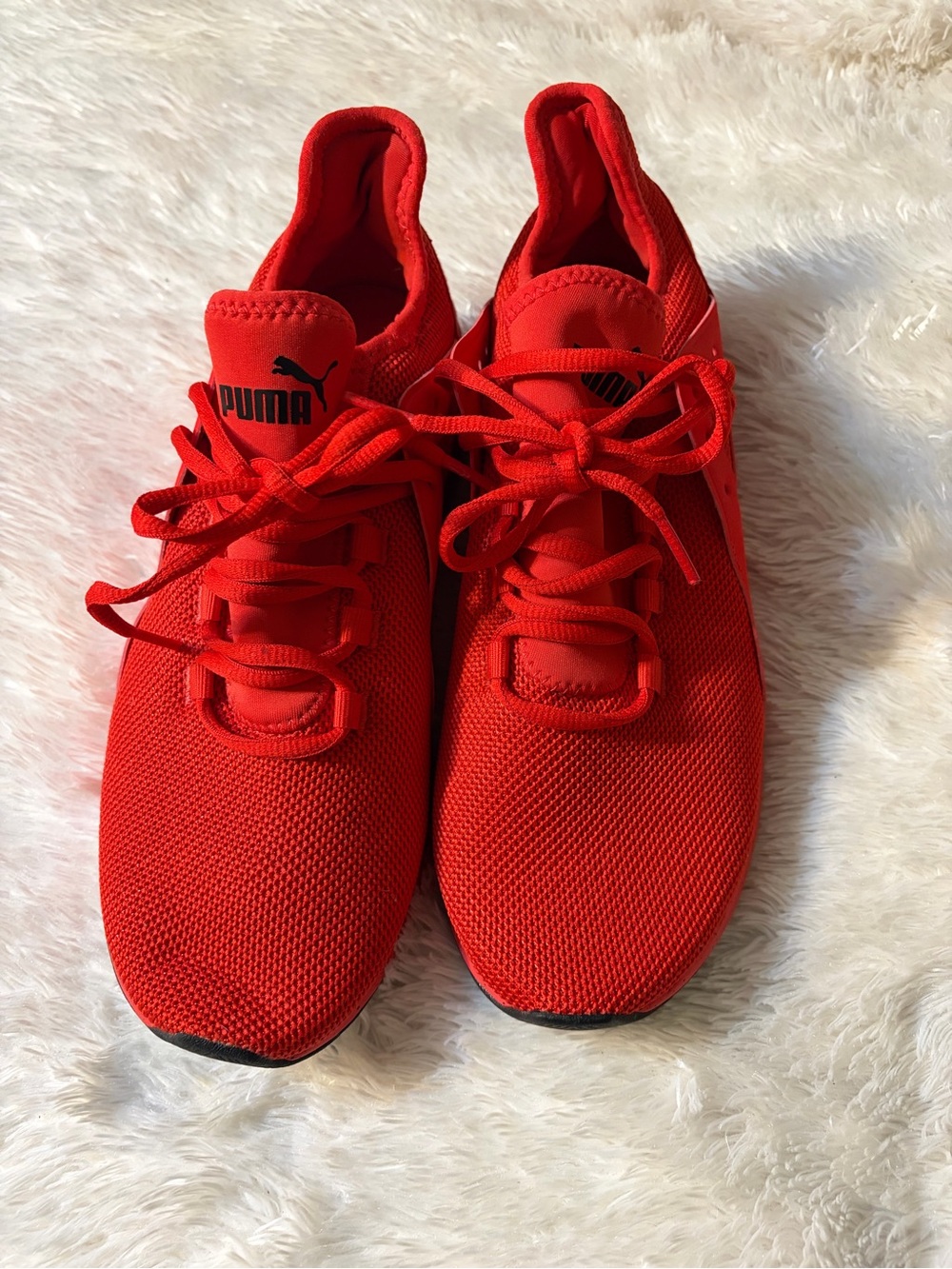 Puma Red Low-Top Mesh Sneakers